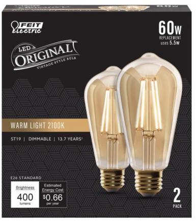 Bombilla Led St19 Ambr 5.5w Pk2