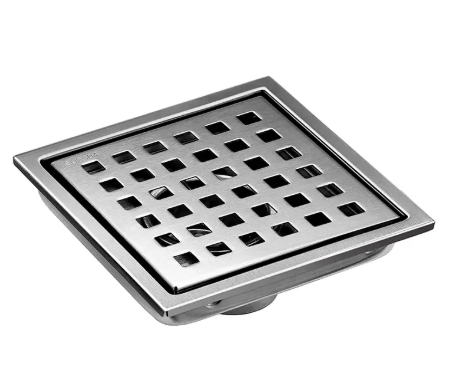 Desague Piso 4"x4" Cromo Cuadra